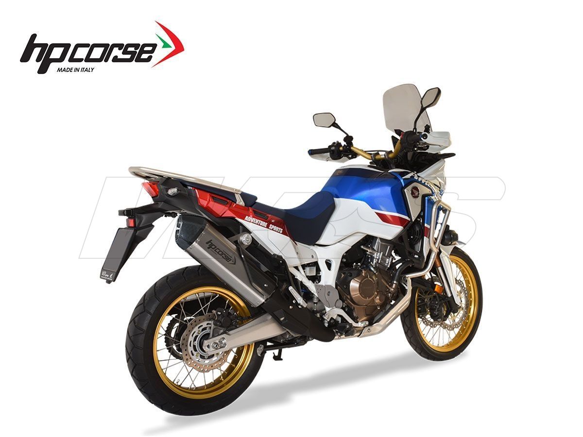 SLIP-ON SPS CARBONO HP CORSE ACERO SATINADO HONDA AFRICA TWIN 1000