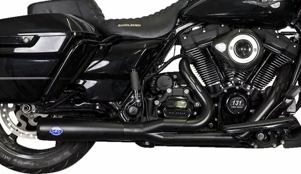Sistema de escape 2-en-1 Diamondback S&S CYCLE EXH 50ST 2-1 GAR.BL 20FL para HD Road /Glide