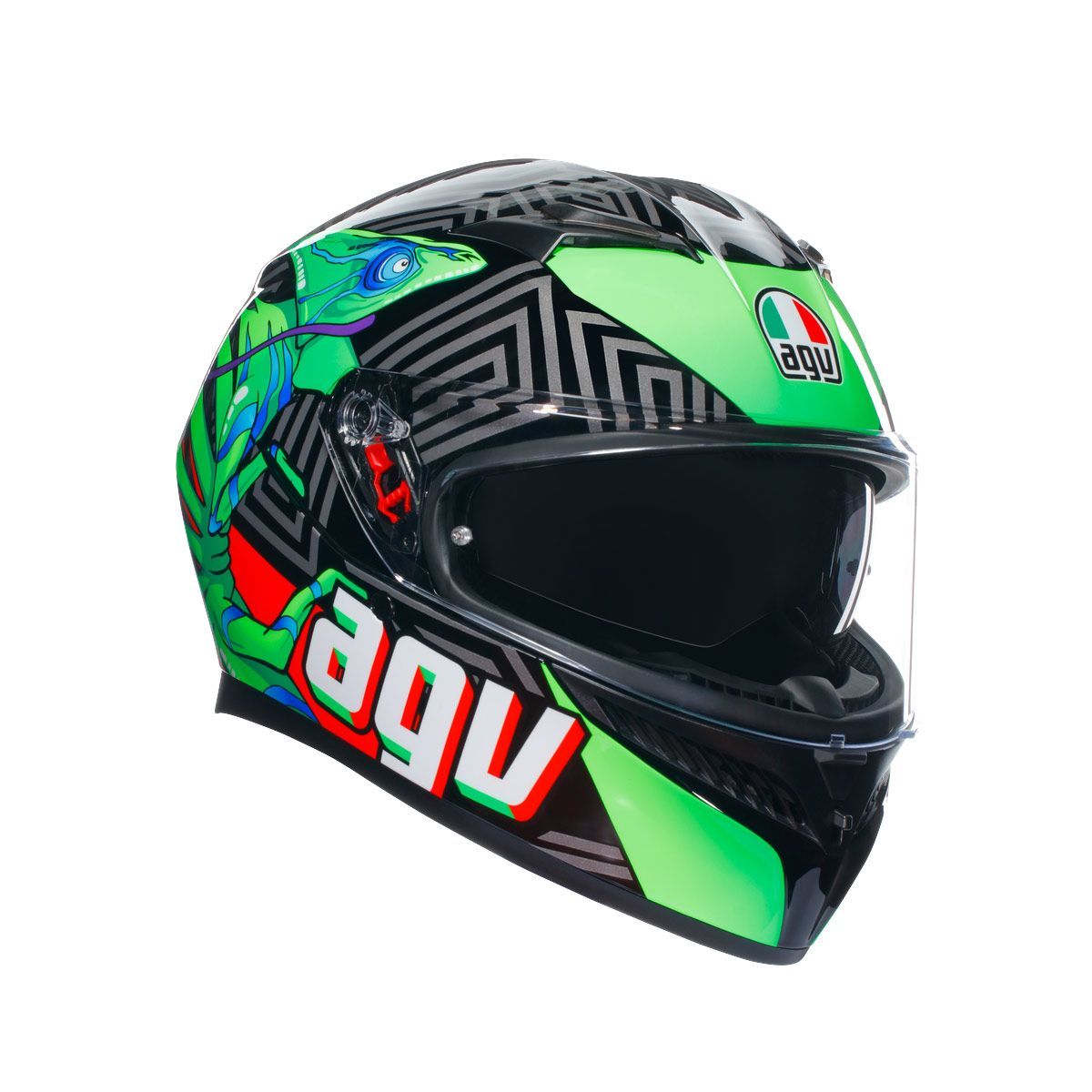 CASCO AGV K3 AGV E2206 KAMALEON BLACK/RED/GREEN