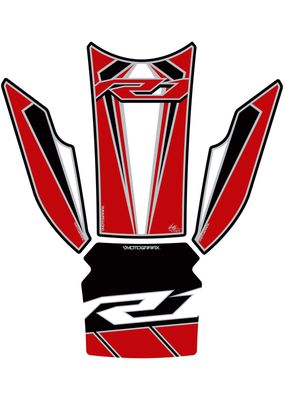 Protector de depósito Motografix YAMAHA YZF-R1 4 piezas blanco/Rojo