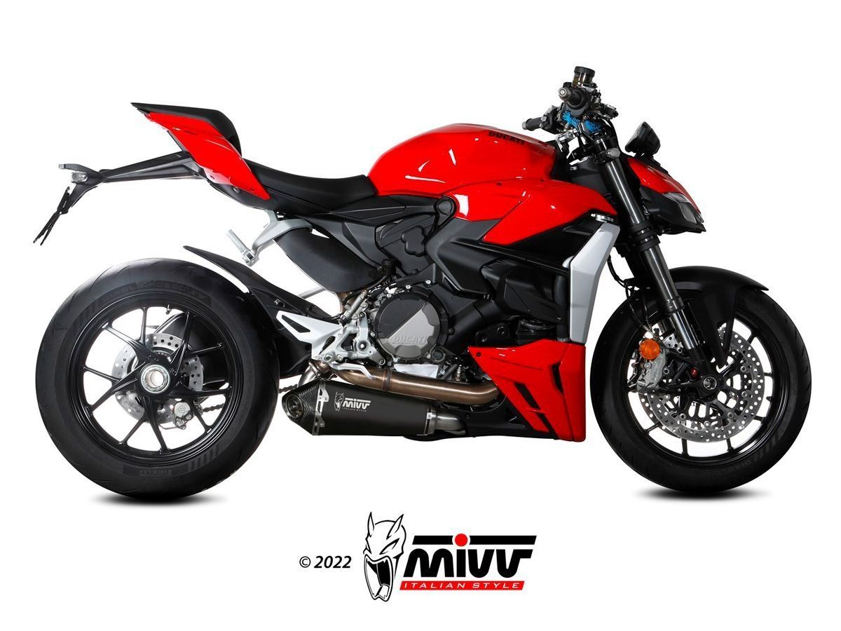 SILENCIADOR MIVV DELTA RACE ACERO INOXIDABLE NEGRO CARBONO DUCATI STREETFIGHTER V2 2022-2024