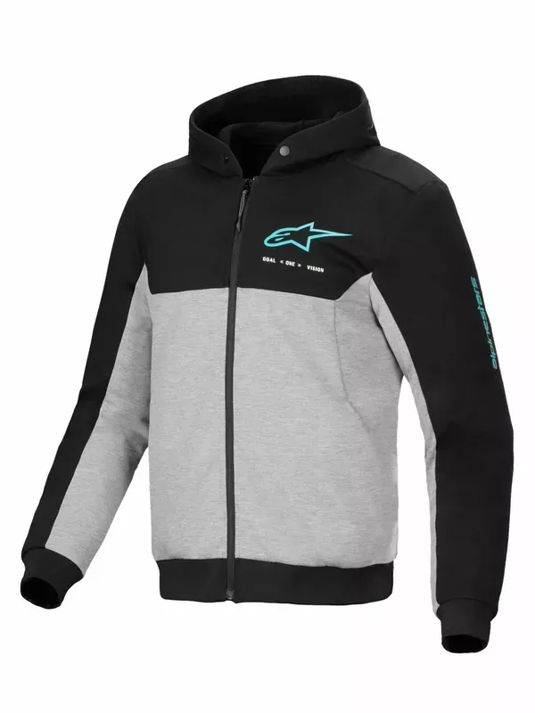 Sudadera con capucha Chrome v2 Sport ALPINESTARS HOODIE CHROME V2 SPORT BK/GY/TQ