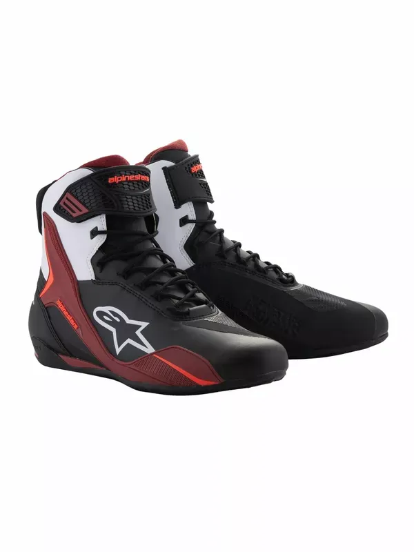 Zapatos para moto Faster-4 ALPINESTARS SHOES FASTER-4 BK/WH/DK RD