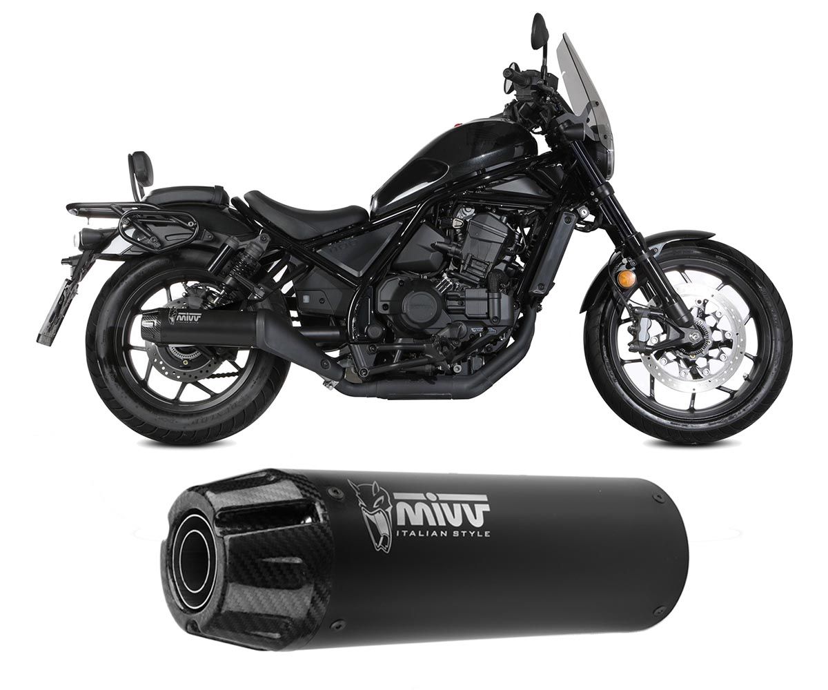 SILENCIADOR HR-1 NEGRO ACERO INOXIDABLE TAPÓN LARGO CARBONO MIVV HONDA CMX 1100 REBEL