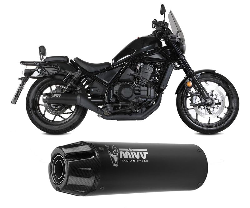 SILENCIADOR HR-1 NEGRO ACERO INOXIDABLE TAPÓN LARGO CARBONO MIVV HONDA CMX 1100 REBEL