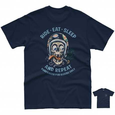 CAMISETA PURERACER RIDE-EAT-SLEEP BLUE NAVY