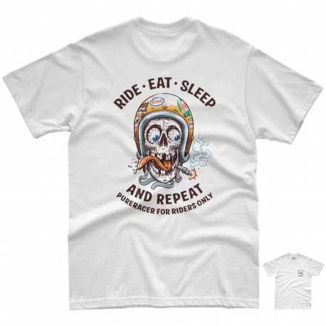CAMISETA PURERACER RIDE-EAT-SLEEP WHITE