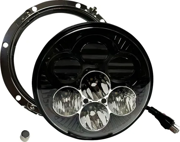 Foco delantero LED homologado Shark Demon™ 7” con retroiluminación CUSTOM DYNAMICS para HD Road  / Glide / Street / Ultra / Electra