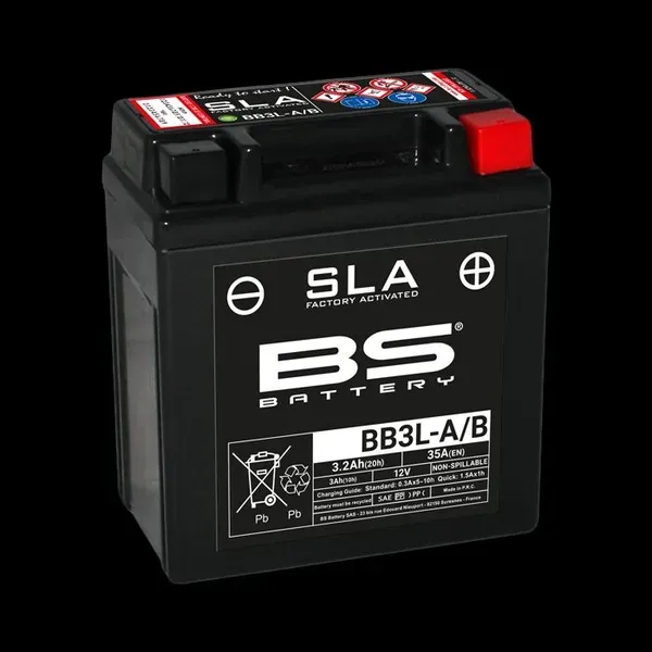 Batería BS BATTERY BATTERY BS BB3L-B SLA para CAGIVA  T4/ HONDA CRM/ MBX/ MTX/ NS/ NSR/XL / KAWASAKI KDX/ YAMAHA DT/IT/ XT