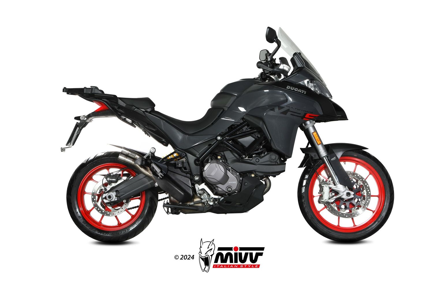 Escape Mivv DOUBLE GUN INOX  DUCATI MULTISTRADA V2 / S 2022 > 2024 / 950 / S 2017-2021 / 1200 ENDURO 2016-2018