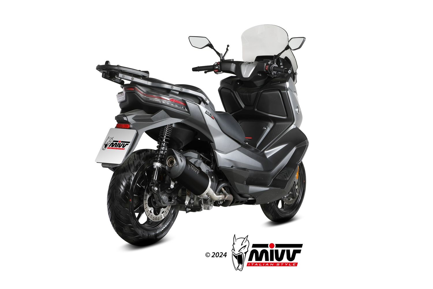 Escape Mivv TRANSPORTADOR DE ACERO INOXIDABLE NEGRO VOGE SFIDA SR4 MAX 2024 > 2025