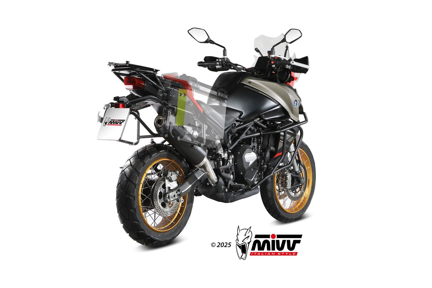 Escape Mivv OVAL INOX NEGRO CON TAPA DE CARBONO QJ MOTOR SRT 800 S / X / SX 2024 > 2024