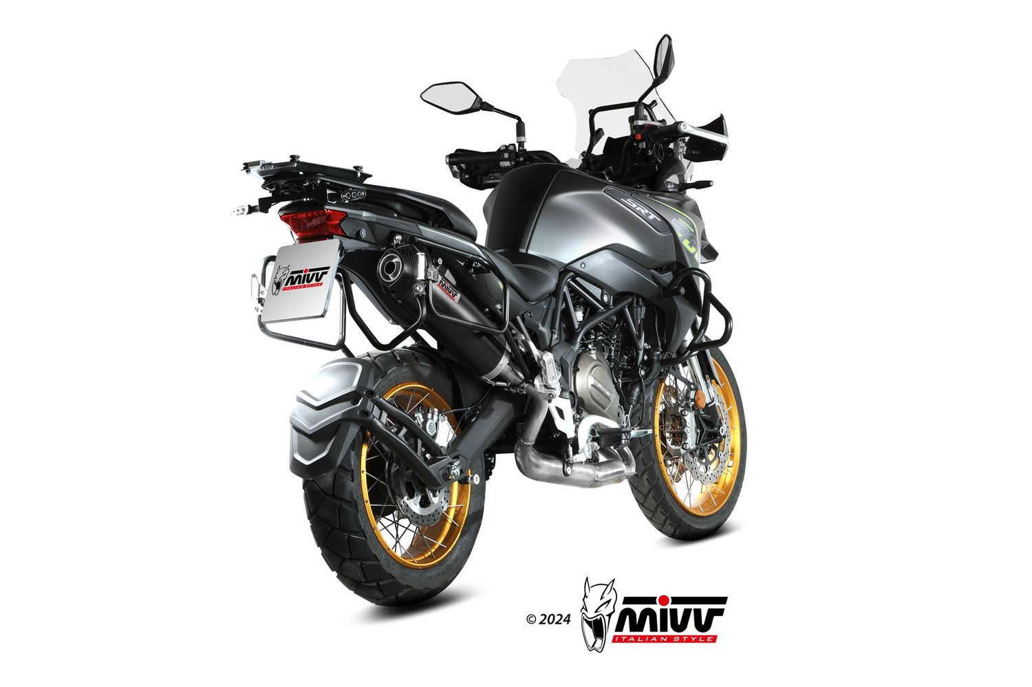 Escape Mivv OVAL INOX NEGRO CON TAPA DE CARBONO QJ MOTOR SRT 700 / X 2024 >2024