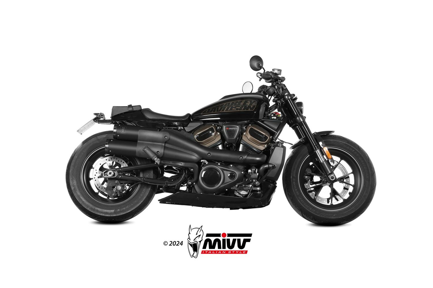 Escape Mivv HR-1 ACERO INOXIDABLE CON RESPALDO DE CARBONO HARLEY DAVIDSON SPORTSTER S 2021 > 2024