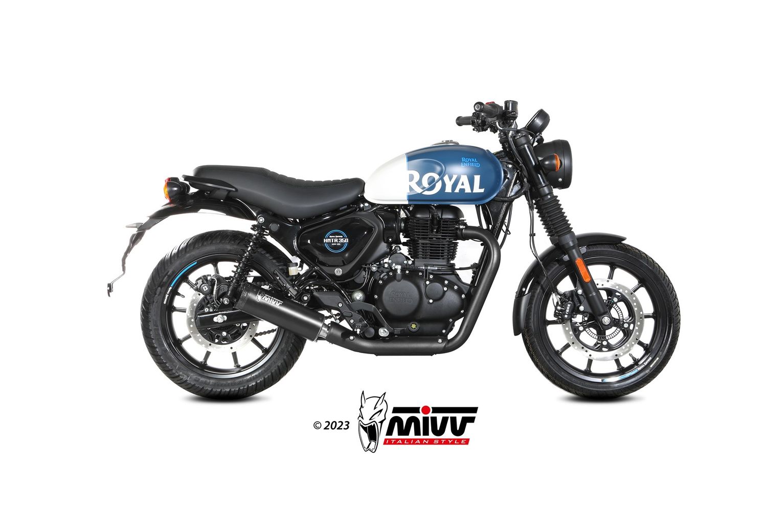 Escape Mivv CARBONO CORTA NEGRA INOXIDABLE HR-1 ROYAL ENFIELD HNTR 350 2022 > 2024