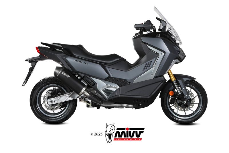 Escape Mivv OVALADO DE ACERO INOXIDABLE NEGRO CON COPA DE CARBONO SYM ADX TG 400 2025 > 2025