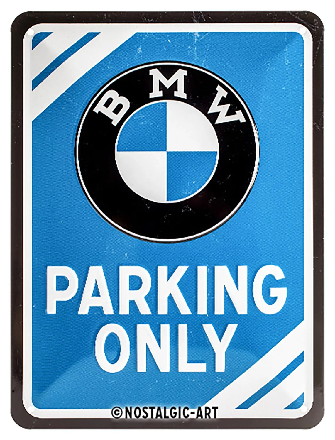 Letrero metálico de BMW "Solo estacionamiento"