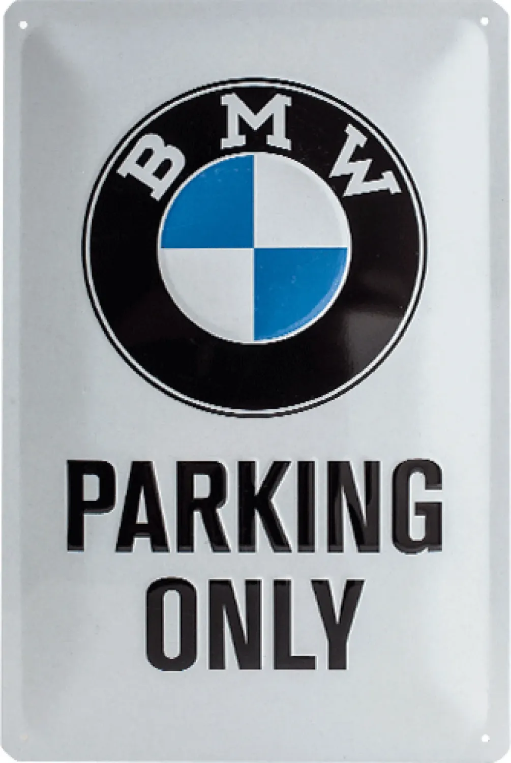 Letrero metálico de BMW «Solo estacionamiento»