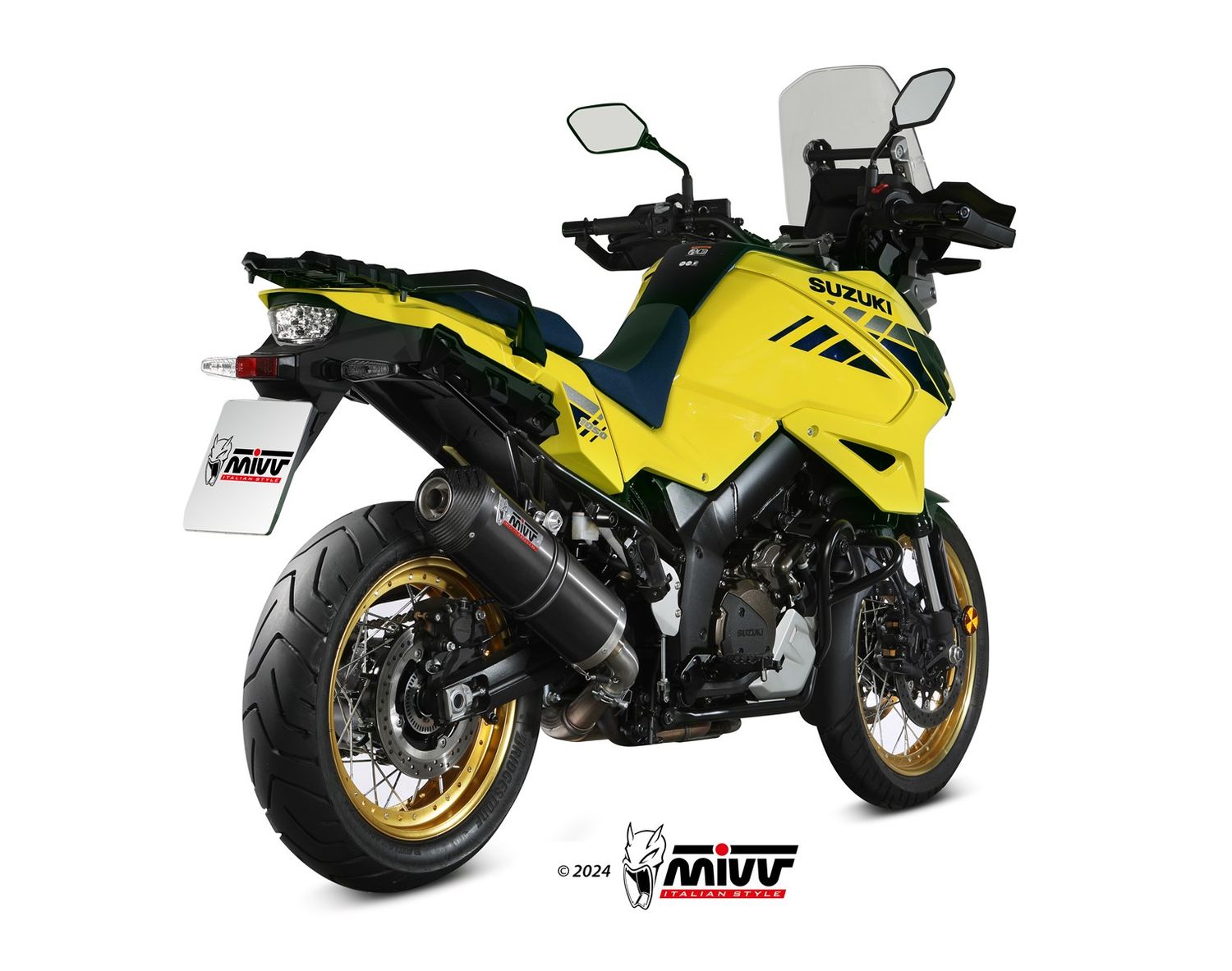 Sistema de escape Mivv OVAL INOX NEGRO CON TAPA DE CARBONO SUZUKI V-STROM 1050 2025 > 2025