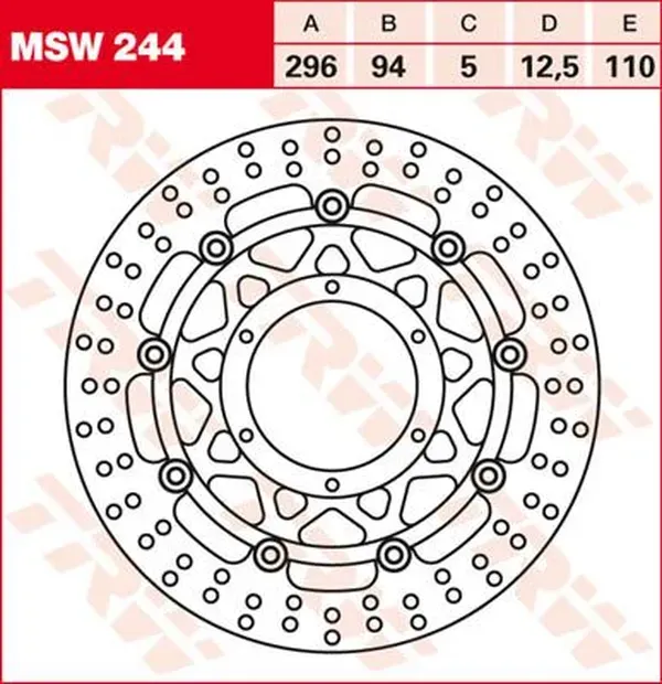 Disco de freno delantero TRW ROTOR TRW MSW244 para Honda CB / CBR F / VTX
