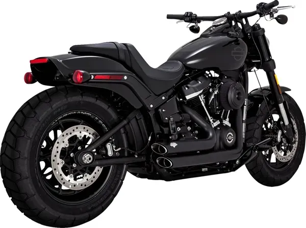 Sistema de escape Shortshots PCX™ estilo escalonado Vance & Hines SHORT SHOTS STAGGERED EXHAUST BLACK para HD Softail