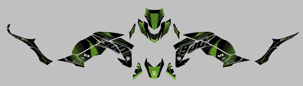 Vinilos KIT DECO UP MAXIMIZE NEGRO-VERDE KAWASAKI Z900 2017-2025