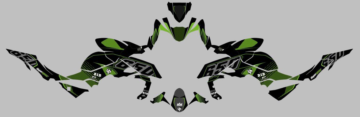 Vinilos KIT DECO UP MAXIMIZE NEGRO-VERDE KAWASAKI Z650 2017-2023