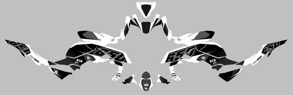 Vinilos KIT DECO UP MAXIMIZE NEGRO-BLANCO KAWASAKI Z650 2017-2023