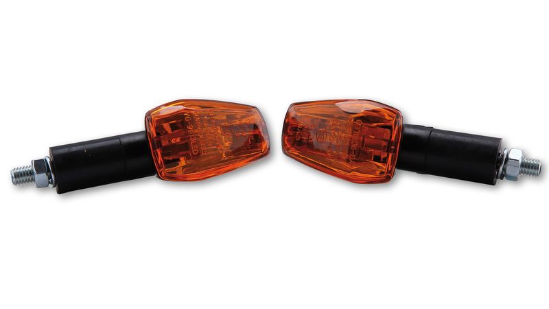 Intermitente HIGHSIDER Smart IMOLA 1 Bulb Mini Indicator Body Black / Lens Orange (Pair), Front & Rear
