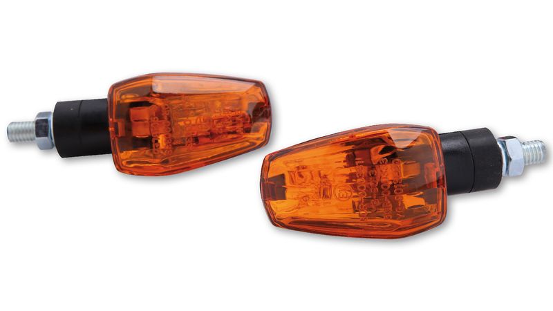 Intermitente HIGHSIDER Smart IMOLA 1 Bulb Mini Indicator Body Black / Lens Orange (Pair), Front & Rear
