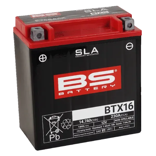 Baterías SLA AGM activadas de fábrica y sin mantenimiento BS BATTERY BATTERY BS BTX16 SLA