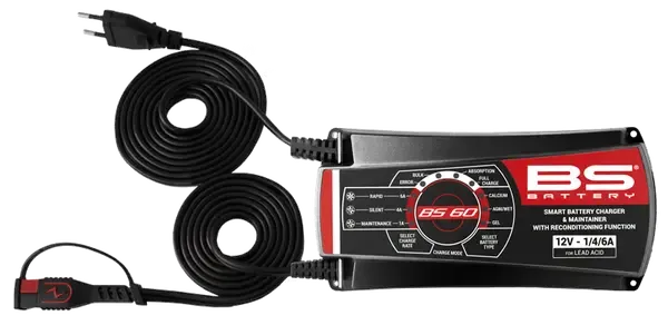 Cargador / mantenedor de baterías SMART con función de reacondicionamiento BS BATTERY CHARGER BS60 12V 1A/4A/6A