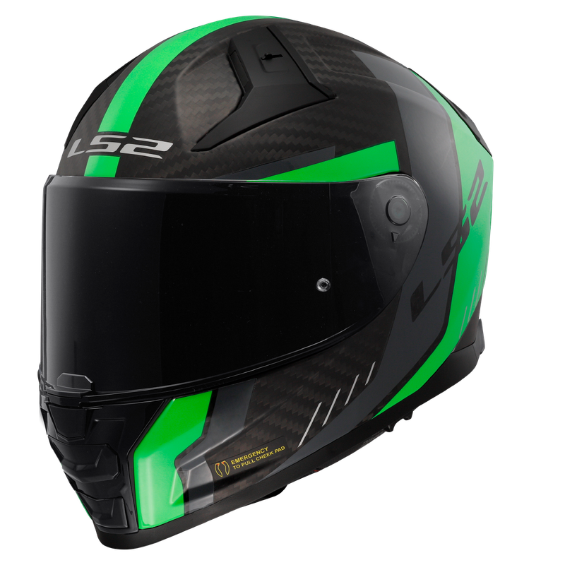 Casco Integral LS2 FF811 Vector II Carbon GRID Verde fluor mate