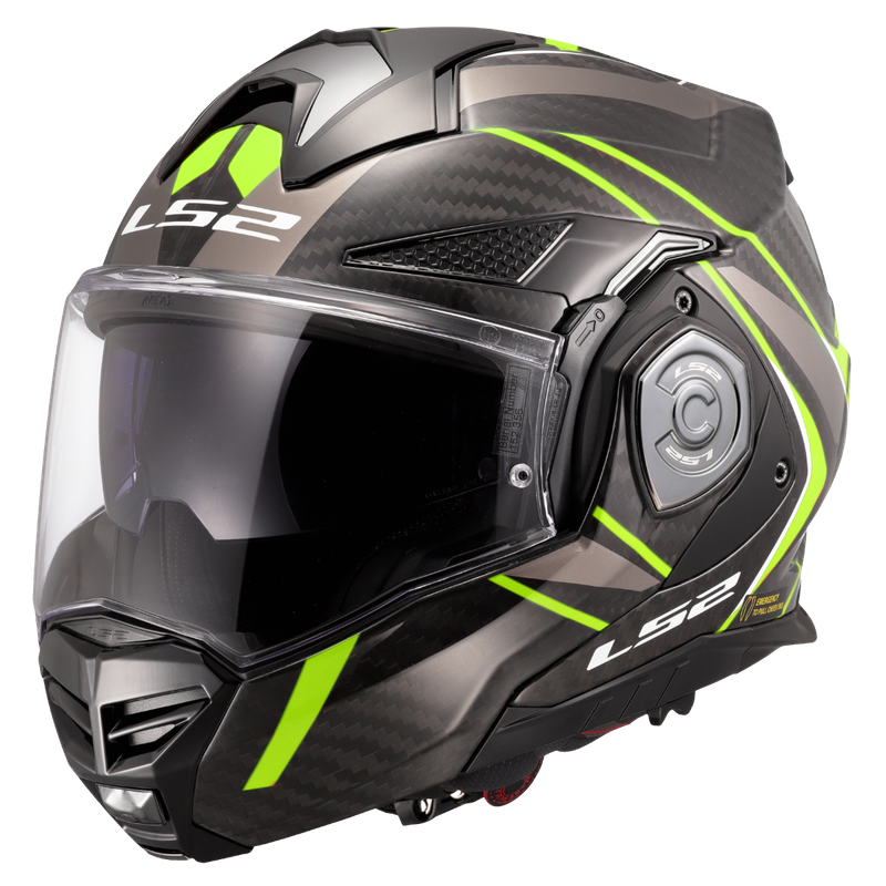 Casco Modular LS2 FF901 Advant X Carbon FUTURE II Carbono/Amarillo