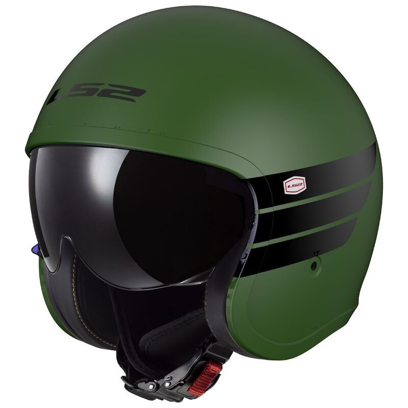 Casco Jet LS2 OF599 SPITFIRE II Retro Verde militar mate