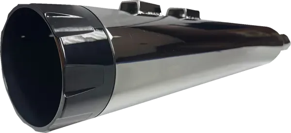 Silenciadores rectos Slip-On de 4-1/2" BASSANI XHAUST MUFFLERS 4.5" SLIP-ONS - FLH 95-UP - CHROME W/BLK END CAP para HD