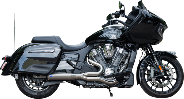 Sistema de escape calificador 2 en 1 S&S CYCLE Exhaust Qualifier 2:1 Race Only Brushed Stainless para Indian Challenger