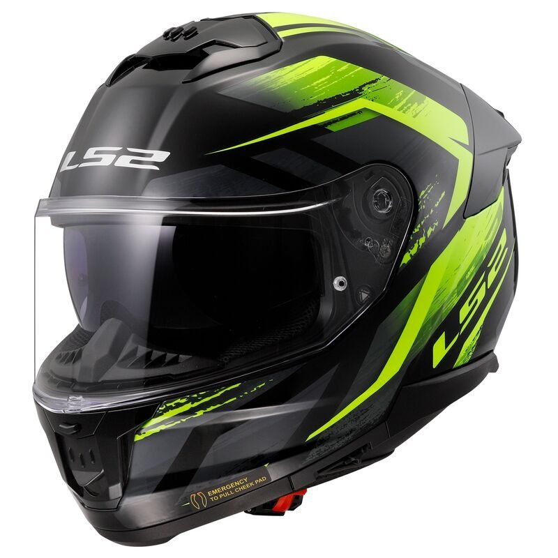 Casco integral LS2 FF808 Stream II Fury Negro H-V Amarillo
