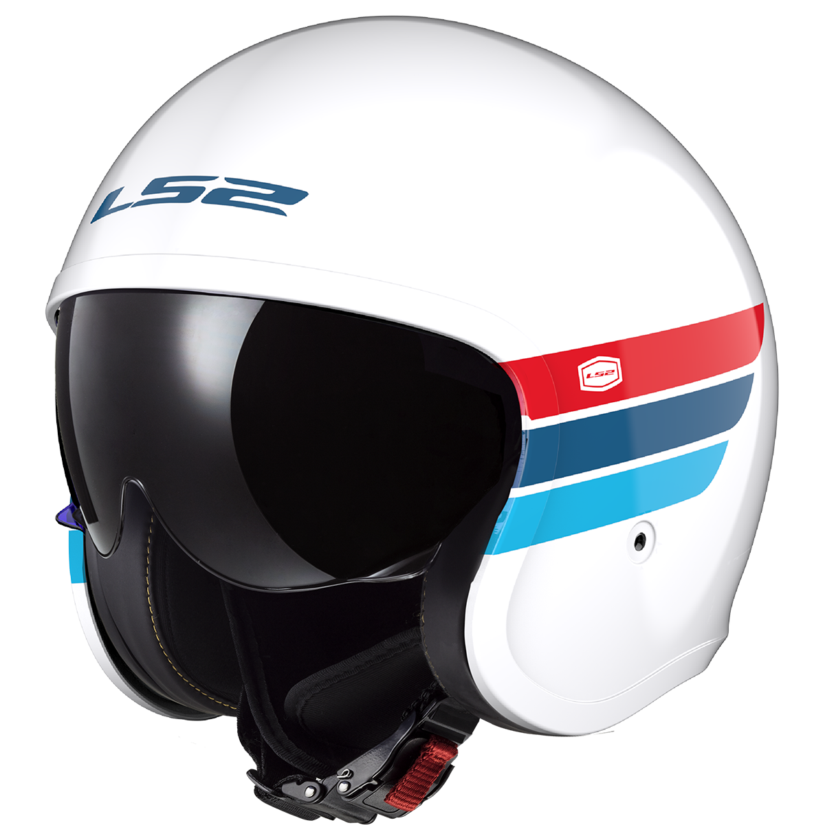 Casco Jet LS2 OF599 SPITFIRE II Retro Blanco/Azul/Rojo