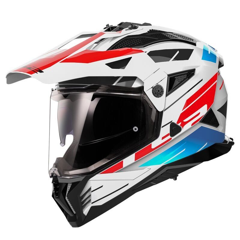 Casco Adventure LS2 MX702 PIONEER II Namib Blanco Azul Rojo