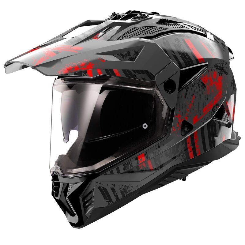 Casco Adventure LS2 MX702 PIONEER II Crazy Negro Gris Rojo Casco Adventure LS2 MX702 PIONEER II Crazy Negro Gris Rojo