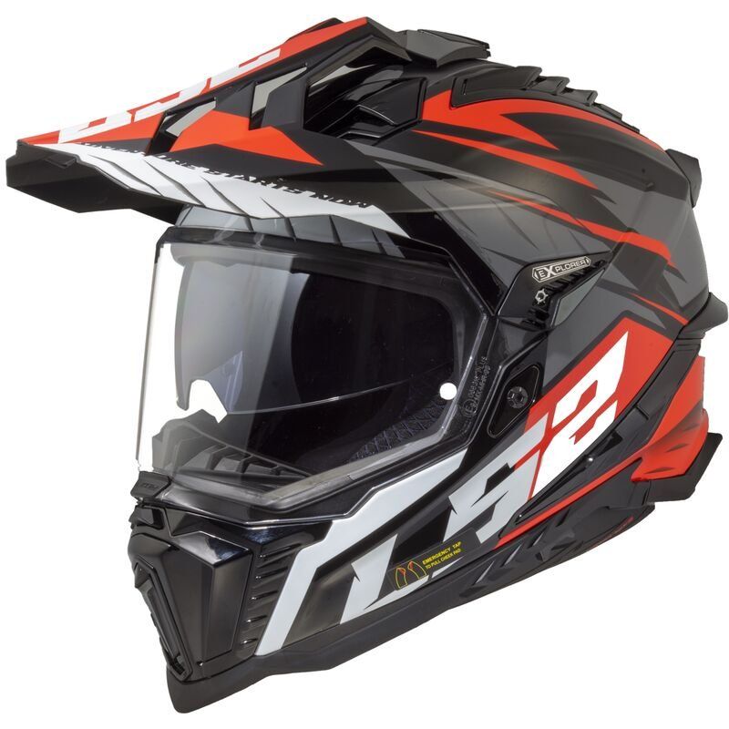 Casco Adventure LS2 MX701 Explorer Spire Negro Titanio Rojo