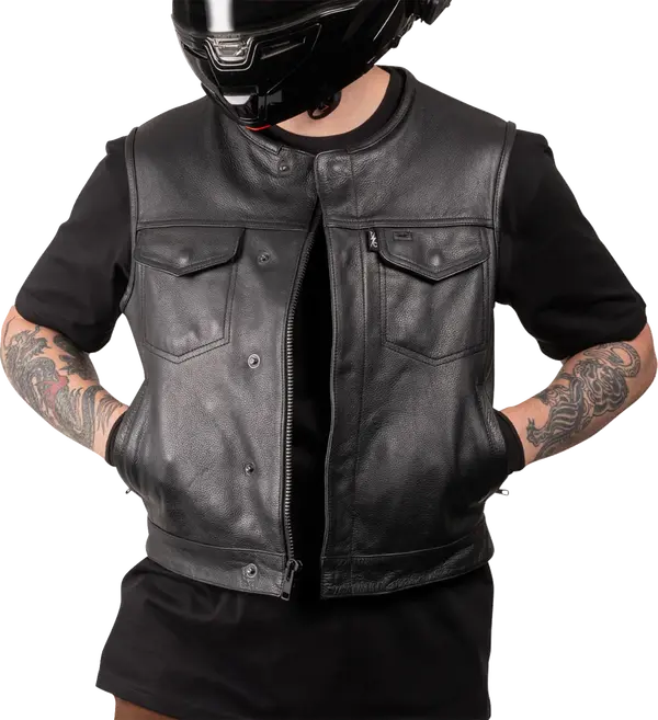 Chaleco de conducción corto de cuero Encinal THRASHIN SUPPLY CO. VEST ENCINAL SHORTY LEATHER