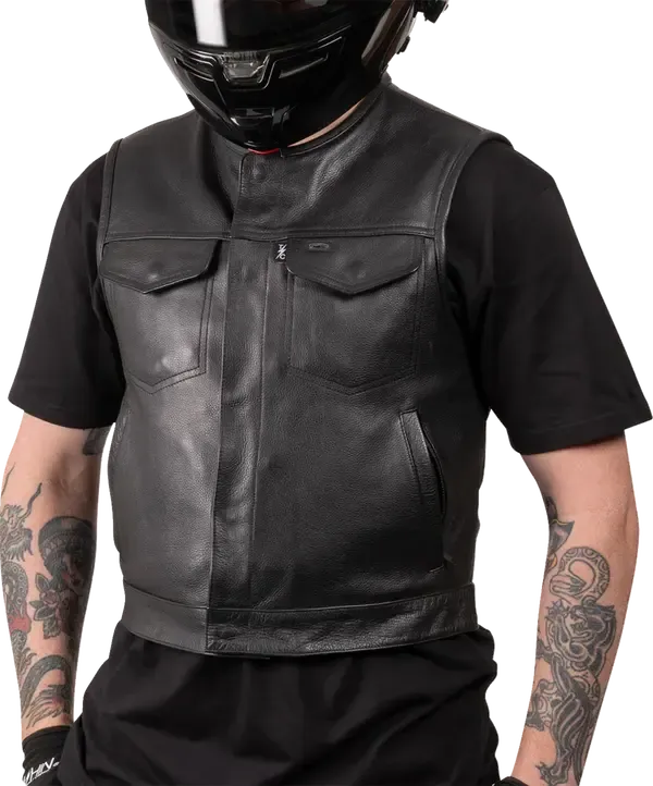 Chaleco de conducción corto de cuero Encinal THRASHIN SUPPLY CO. VEST ENCINAL SHORTY LEATHER