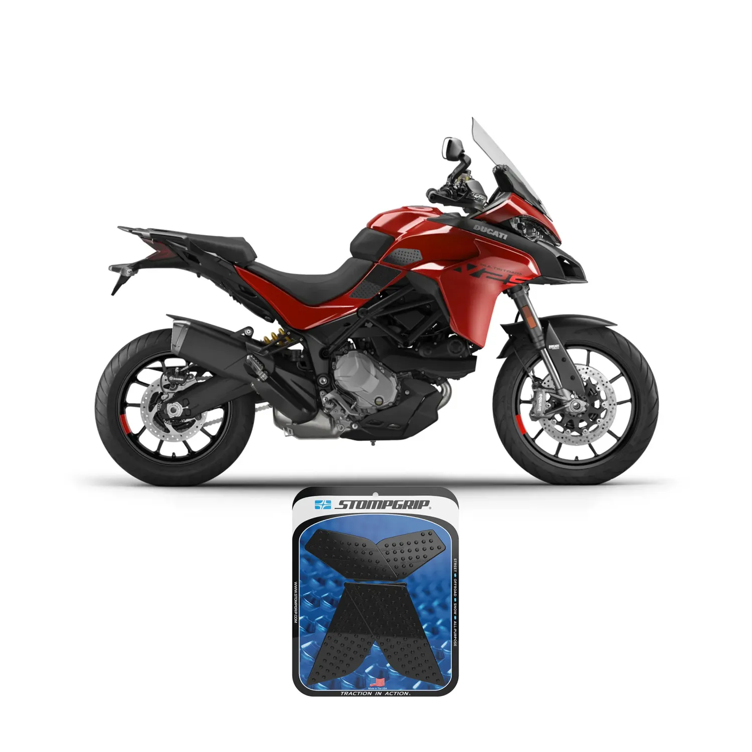 KIT DE PEGATINAS PARA TANQUE VOLCANO STOMPGRIP DUCATI MULTISTRADA V2 / S 2021-2024 KIT DE PEGATINAS PARA TANQUE VOLCANO STOMPGRIP DUCATI MULTISTRADA V2 / S 2021-2024