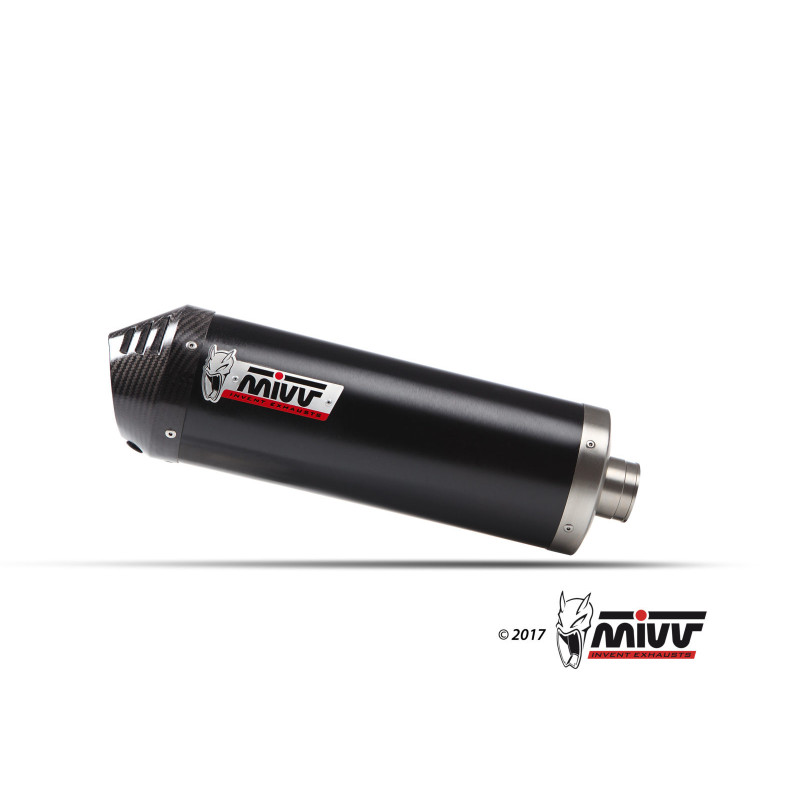 Mivv Escape Completo 2x1 OVAL BLACK con Tapa de Carbono KAWASAKI Versys 650 2024-26