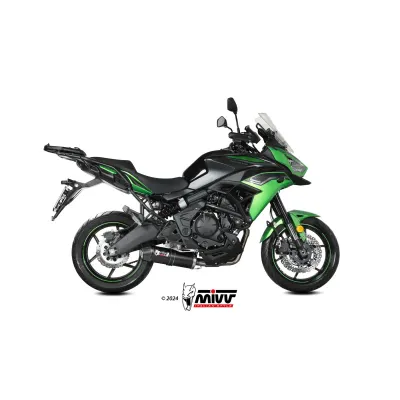 Mivv Escape Completo 2x1 OVAL BLACK con Tapa de Carbono KAWASAKI Versys 650 2024-26