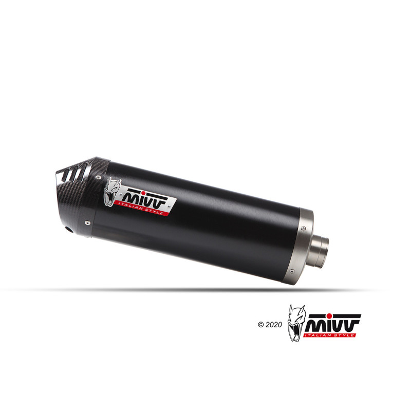 Mivv Escape Completo 2x1 OVAL BLACK con Tapa de Carbono YAMAHA T-MAX 560 2025-26 (+CAT) Homologado