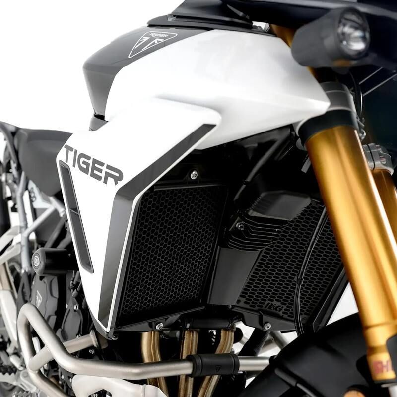 Protector de radiador R&G RACING Pro - negro para TRIUMPH TIGER GT / SPORT / RALLY PRO Protector de radiador R&G RACING Pro - negro para TRIUMPH TIGER GT / SPORT / RALLY PRO