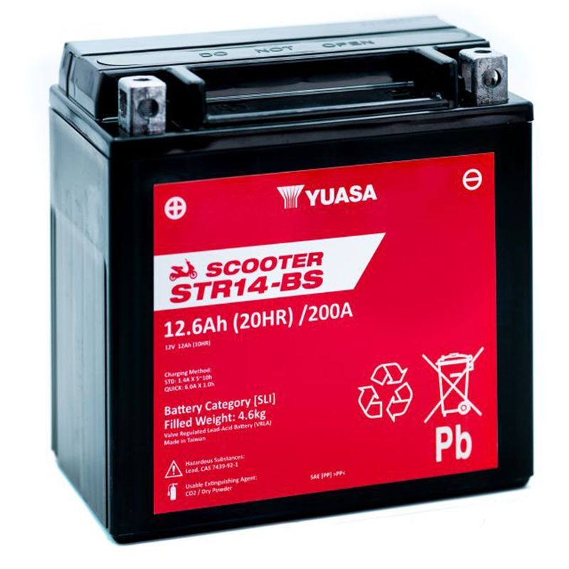 BATERIA YUASA STR14-BS-CP SIN MANTENIMIENTO SCOOTER RANGE